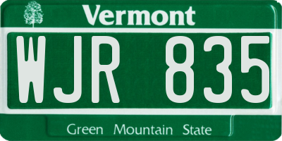 VT license plate WJR835