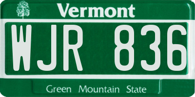 VT license plate WJR836