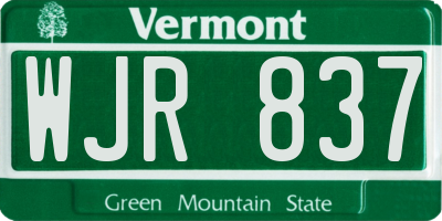 VT license plate WJR837