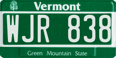 VT license plate WJR838