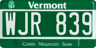 VT license plate WJR839