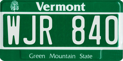 VT license plate WJR840