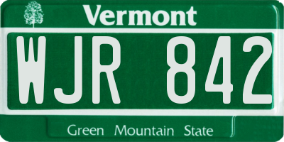 VT license plate WJR842