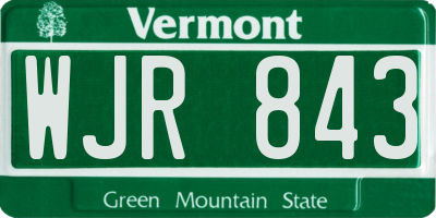 VT license plate WJR843