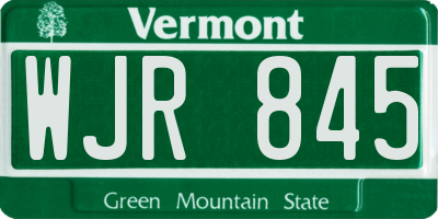 VT license plate WJR845
