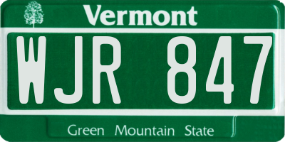VT license plate WJR847