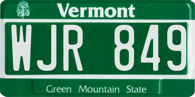 VT license plate WJR849