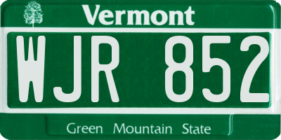 VT license plate WJR852