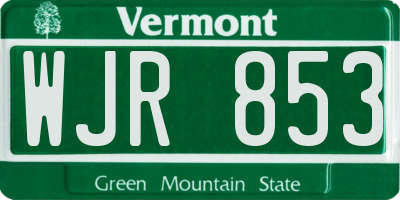 VT license plate WJR853
