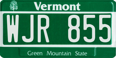 VT license plate WJR855