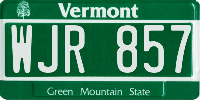 VT license plate WJR857