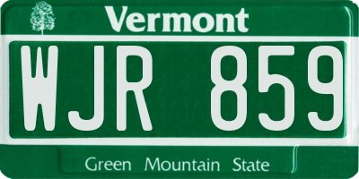 VT license plate WJR859