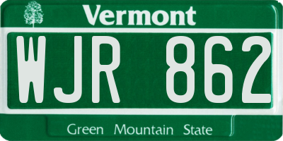 VT license plate WJR862