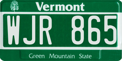 VT license plate WJR865