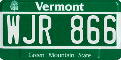 VT license plate WJR866