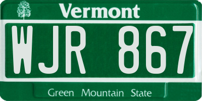 VT license plate WJR867