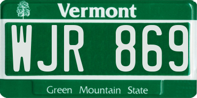 VT license plate WJR869
