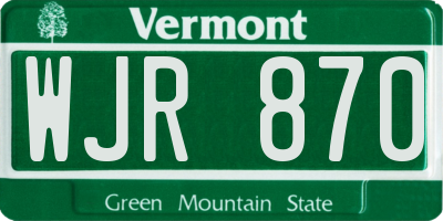 VT license plate WJR870