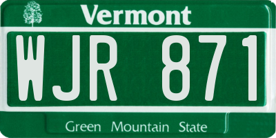 VT license plate WJR871