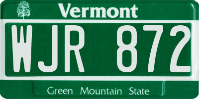 VT license plate WJR872