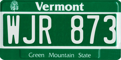 VT license plate WJR873