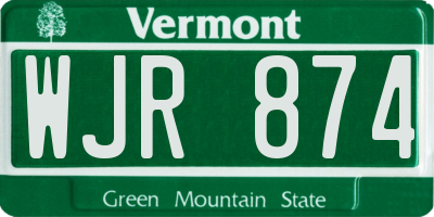 VT license plate WJR874
