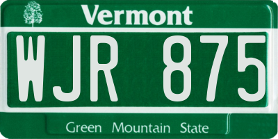 VT license plate WJR875