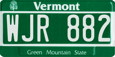 VT license plate WJR882
