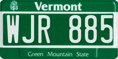 VT license plate WJR885