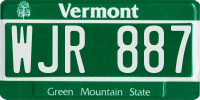 VT license plate WJR887