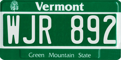 VT license plate WJR892