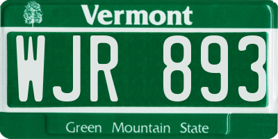 VT license plate WJR893