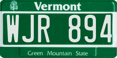 VT license plate WJR894