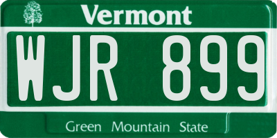 VT license plate WJR899