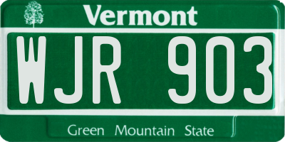 VT license plate WJR903