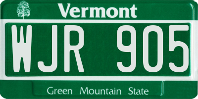 VT license plate WJR905