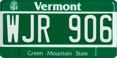 VT license plate WJR906