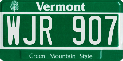 VT license plate WJR907