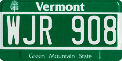 VT license plate WJR908