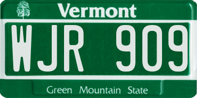 VT license plate WJR909