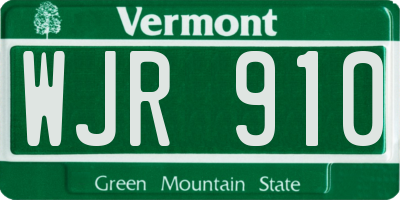 VT license plate WJR910