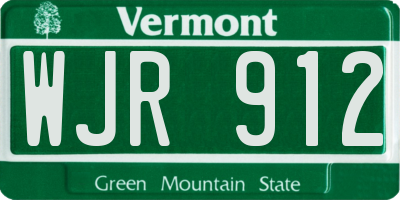VT license plate WJR912