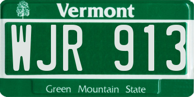 VT license plate WJR913