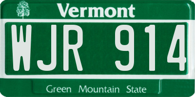 VT license plate WJR914