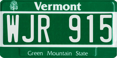 VT license plate WJR915