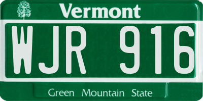VT license plate WJR916