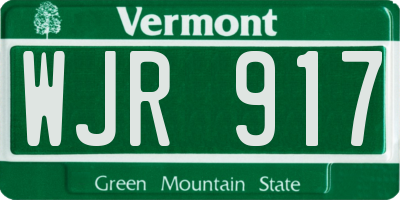 VT license plate WJR917