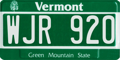 VT license plate WJR920