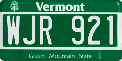 VT license plate WJR921