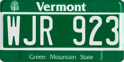 VT license plate WJR923